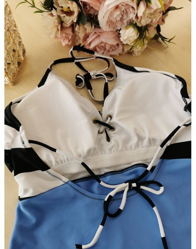 bpc bonprix collection  melynos  spalvos vientisas maudymosi kostiumėlis RAINBOW911487